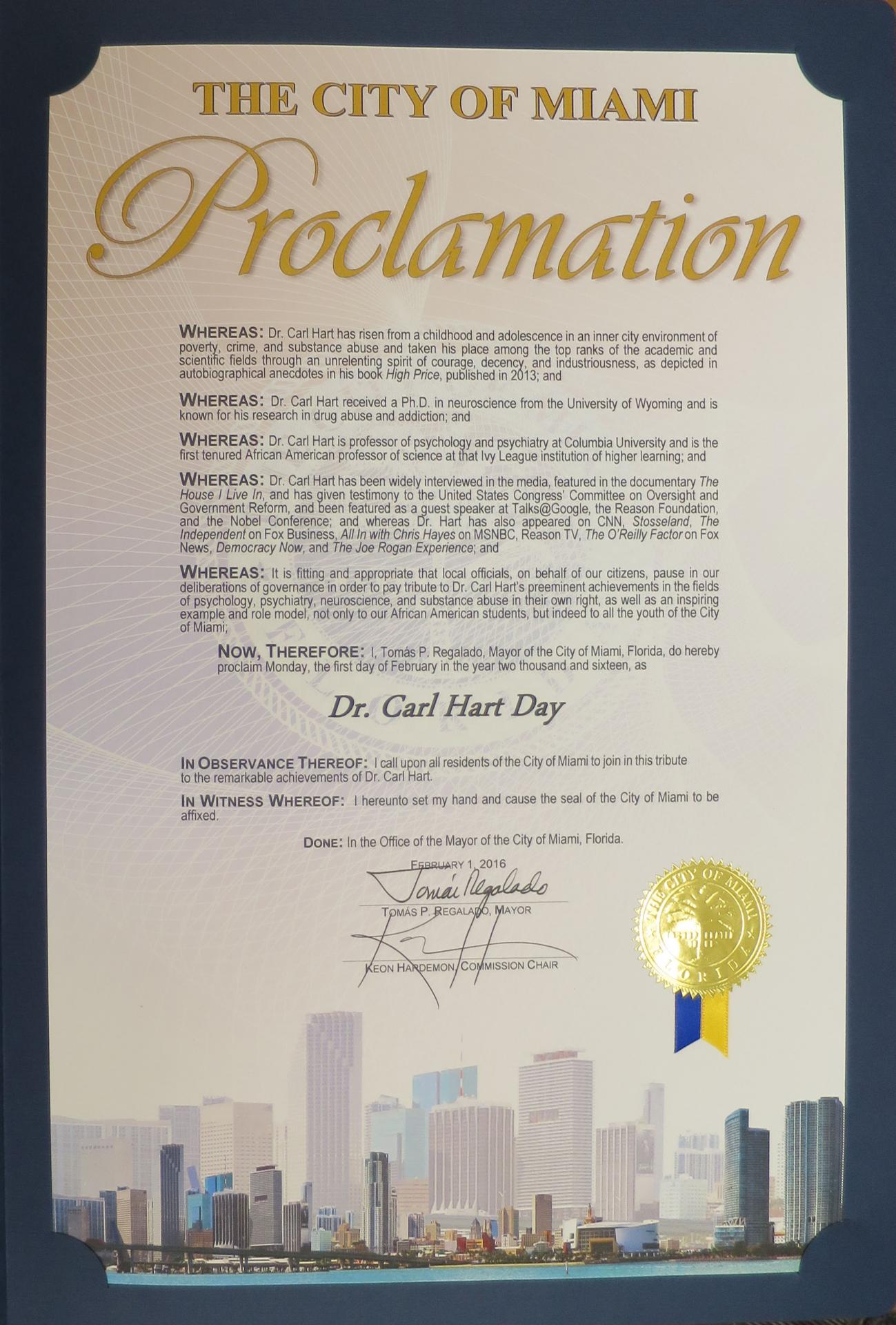 City of Miami Proclamation